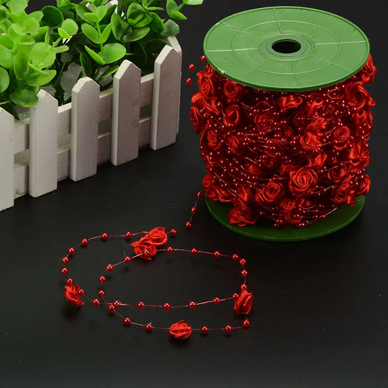 4 мм перламутровая нить 2 см атласная лента роза цепочка отделка настенный цветок