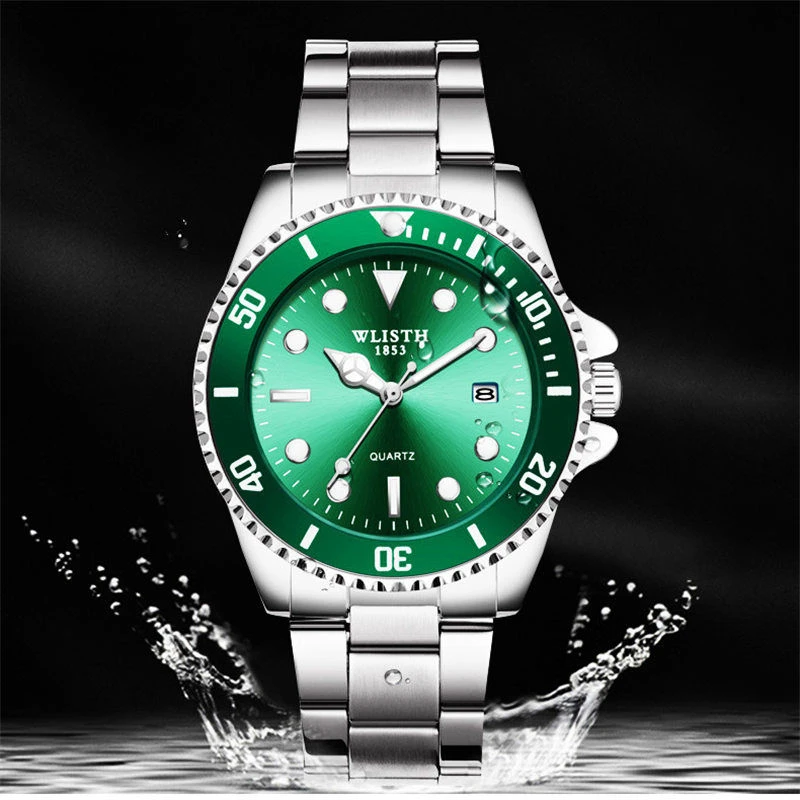 WLITH2019relogio masculino роскошные серебряные мужские кварцевые часы из нержавеющей стали