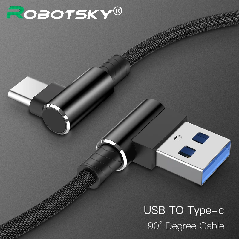 Robotsky 90 градусный кабель с разъемом USB Type C для Samsung A6 S8 2A L локоть быстрой зарядки