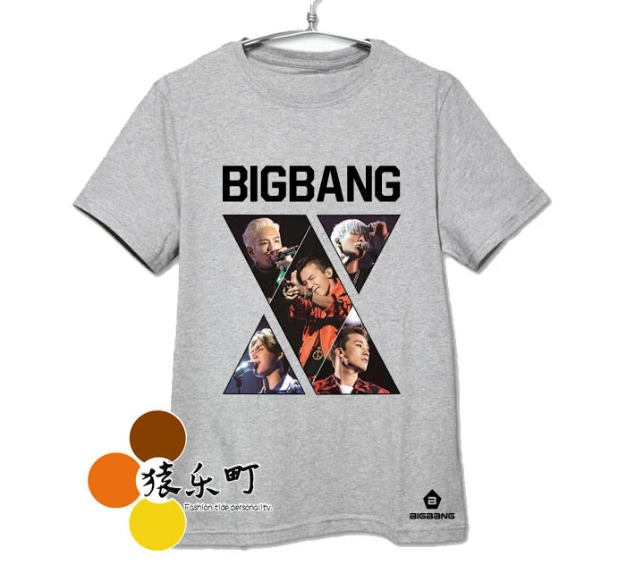 Мужская и женская футболка с принтом bigbang летняя черная короткими рукавами