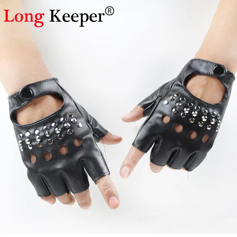 

Long Keeper Sexy Gloves for Women Party Show Leather Gloves Without Fingers Female Fingerless Gloves Black Mittens Star GK113