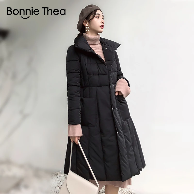 Bonnie Thea winter X-Long Parkas jacket coat women warm Casual Skirt long Female Womens Outwear 2018 | Женская одежда