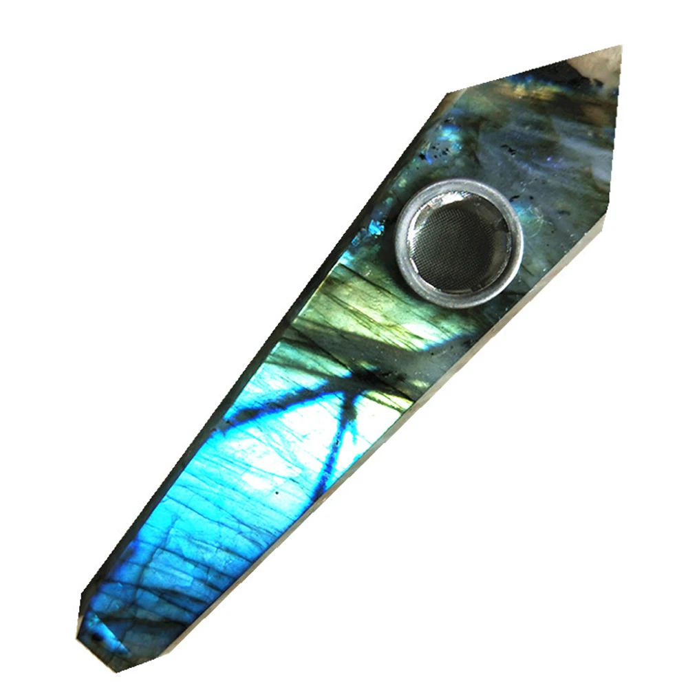 

(90-100 - mm) 100% natural quartz crystal smoking pipe labradorite wands reiki healing gifts wholesale price+4pcs metal filters