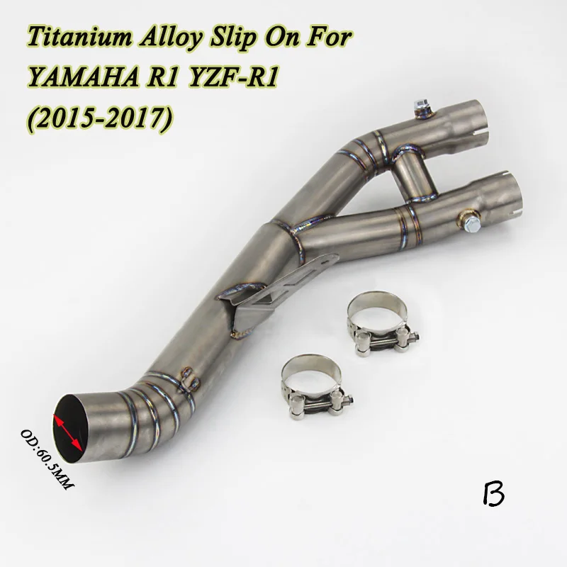 Slip On For Yamaha R1 2015-2017 Motorcycle Exhaust mid link pipe 61mm Stainless Steel Titanium Alloy Middle Pipe Moto Modify | Автомобили