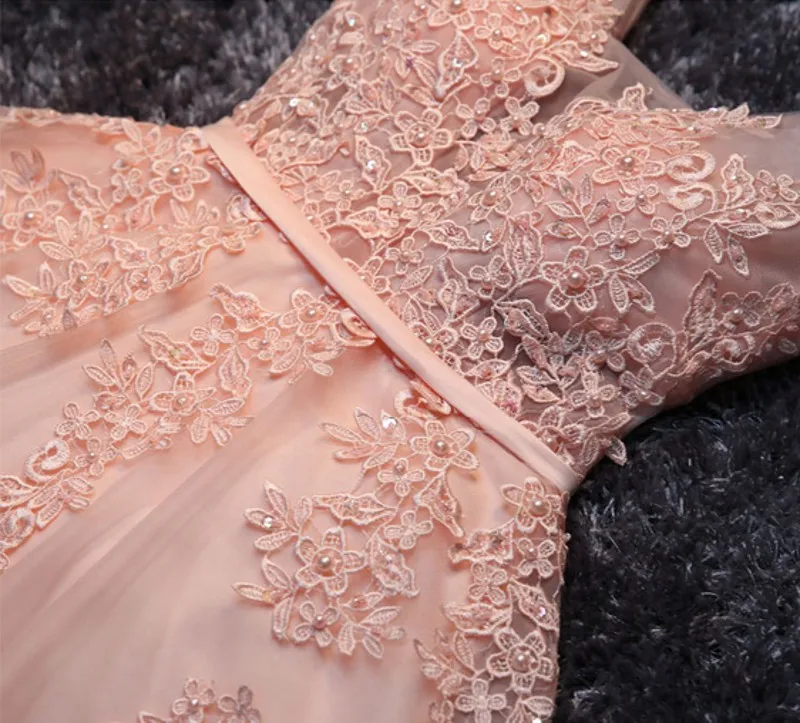 Короткое Кружевное платье подружки невесты темно-синее/Персиковое/цвета