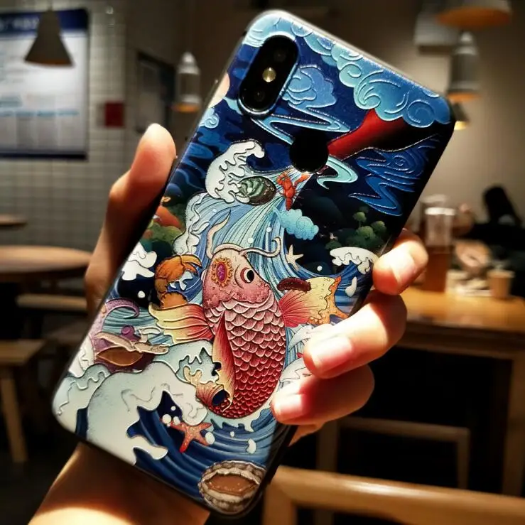 Colorful C Противоударный силиконовый чехол для телефона для Xiao mi 9 mi 9 SE 9SE, чехол с большим тисненым рисунком Kanagawa Wave Carp Cranes, 3D гигантский рельефный мягкий чехол - Цвет: Colorful C