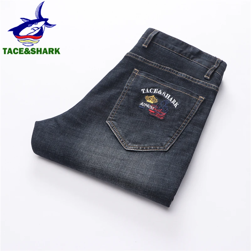 TACE &amp SHARK Брендовые мужские деловые джинсы Shark 2019 повседневные джинсовые штаны с