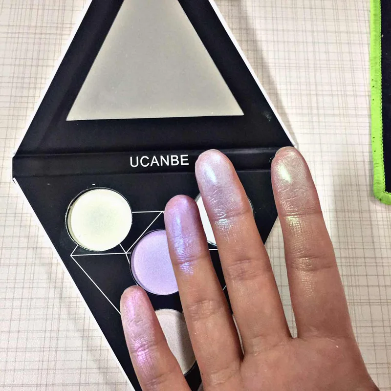 Бренд UCANBE, треугольные блестящие тени для век, палитра голографических теней, тени для глаз, губ, лица, макияж, мерцающий блеск, пудра, обнаженные тени для век