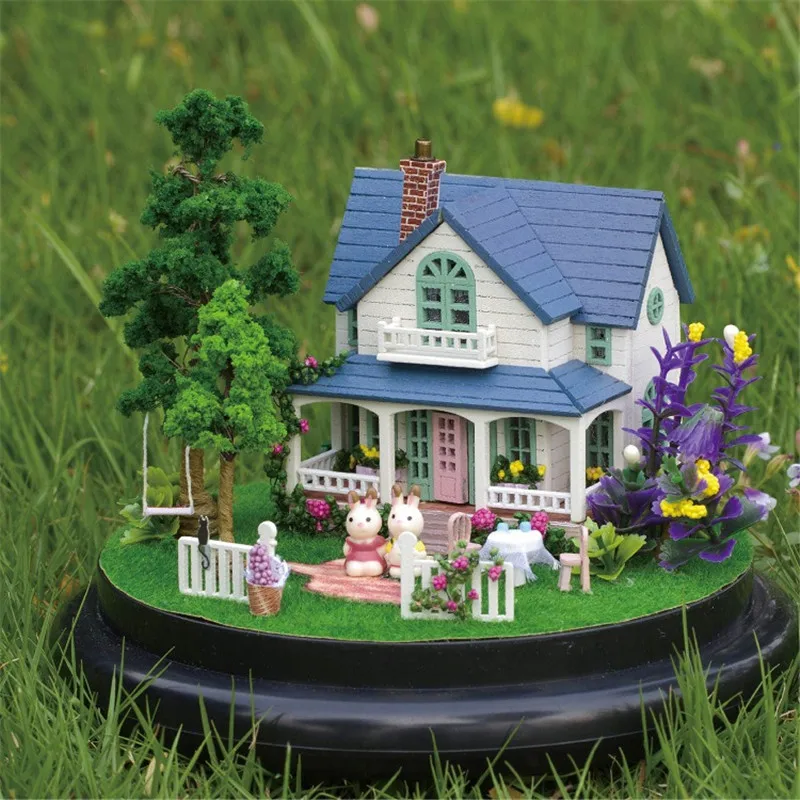 Поделки из дерева мини кукольный дом миниатюрная мебель Dollhouse Пластик Пылезащитный чехол Music Box днем колесо обозрения игрушки для Детский подарок