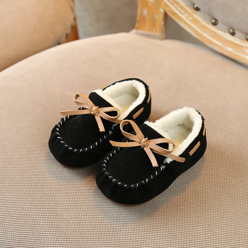 2018 г. Зимняя детская обувь кашемировые Лоферы для девочек и мальчиков от 0 до 1
