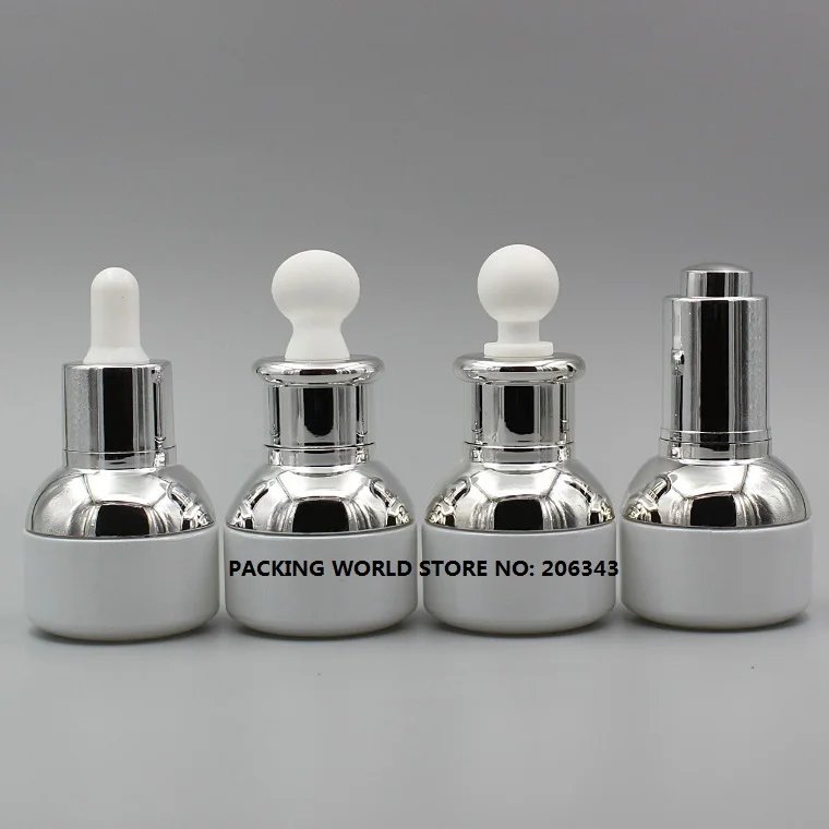 20 мл белая стеклянная бутылка с серебряным плечевым воротником для
