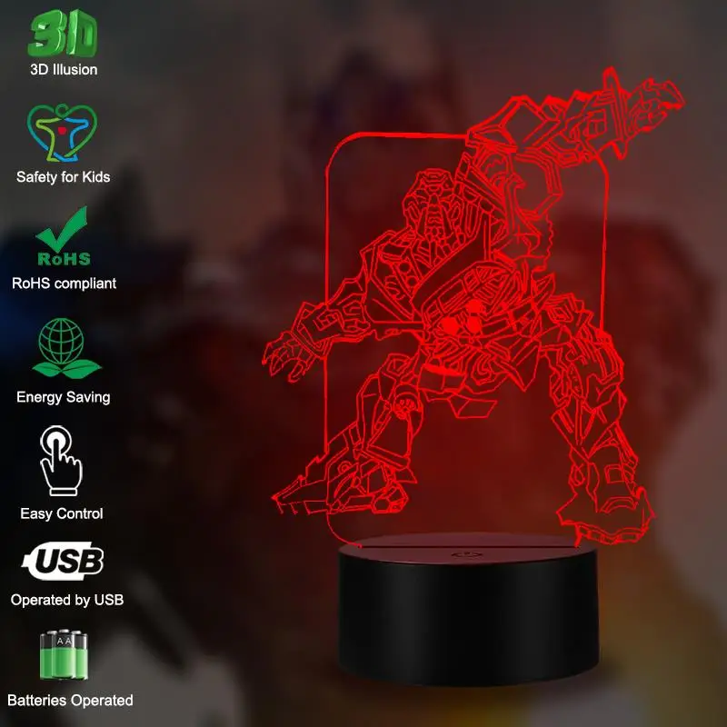 VCity 3D Ночной светильник Led Настольная лампа USB Трансформаторы RGB Изменить