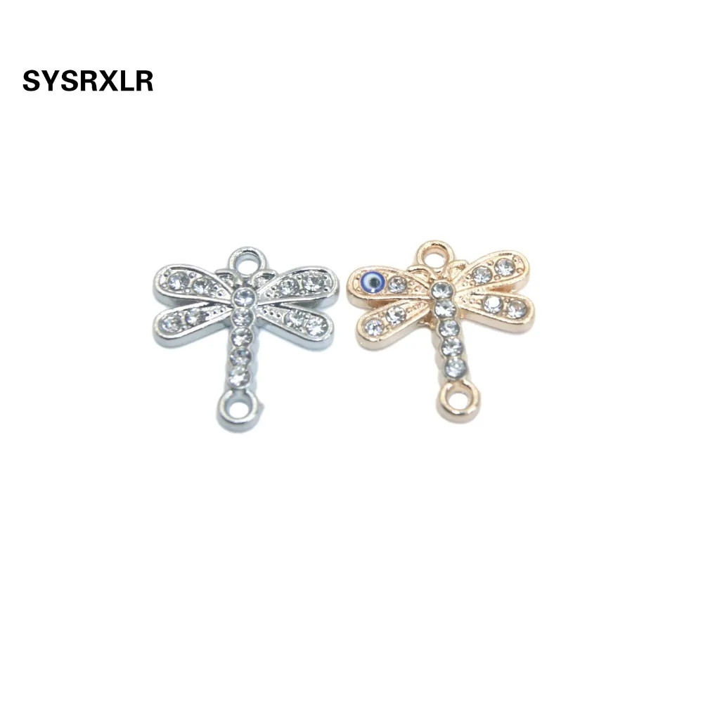 Бесплатная доставка 10 шт. розовое золото/посеребрение соединители со стрекозой