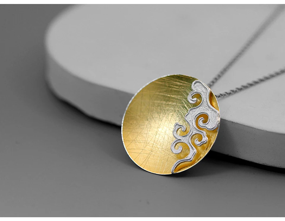 Lotus весело Настоящее 925 пробы серебро ювелирные украшения творческий дизайн Peace Cloud круглый кулон без цепочки и ожерелья Acessorios для женщи