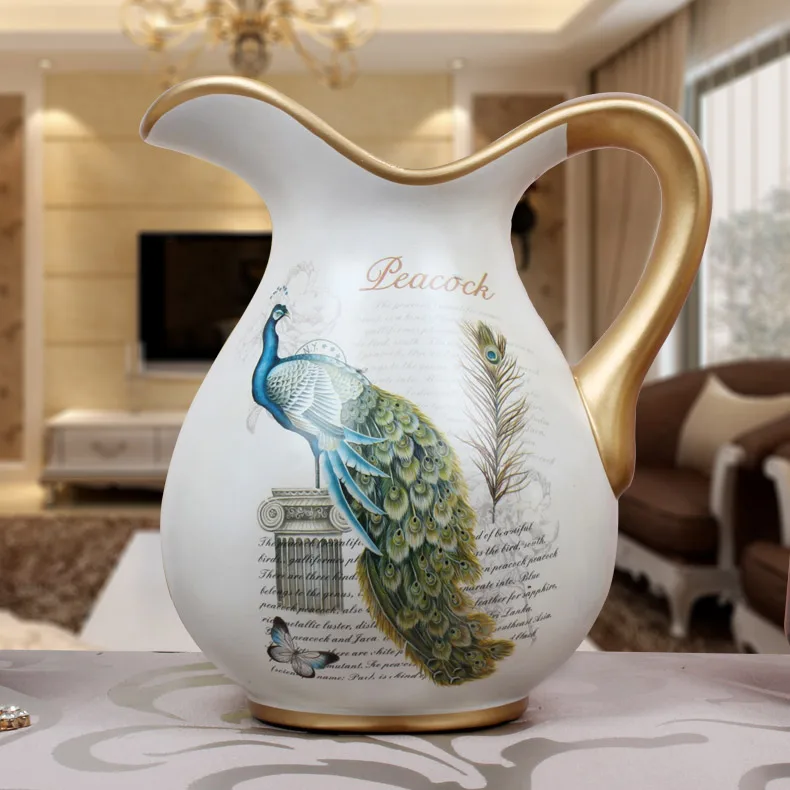 Европейский роскошный молочный горшок с павлином ваза цветочным орнаментом