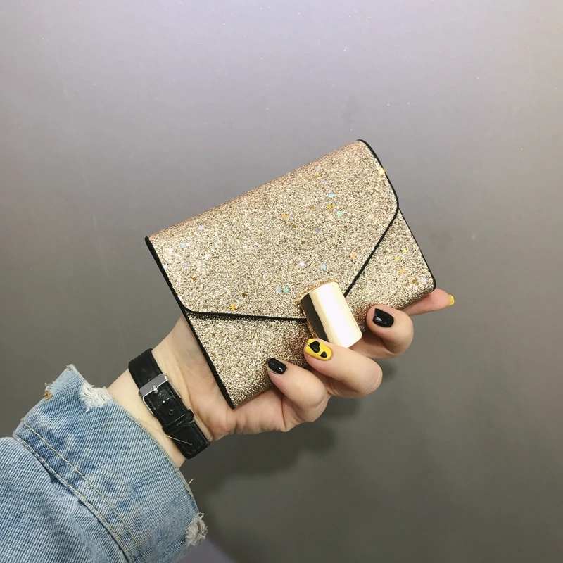 2018 Fashion Portefeuille Femme Star Sequins Wallet Female Short Slim Magic Mini Clutch with Card Holders SX0648 | Багаж и сумки