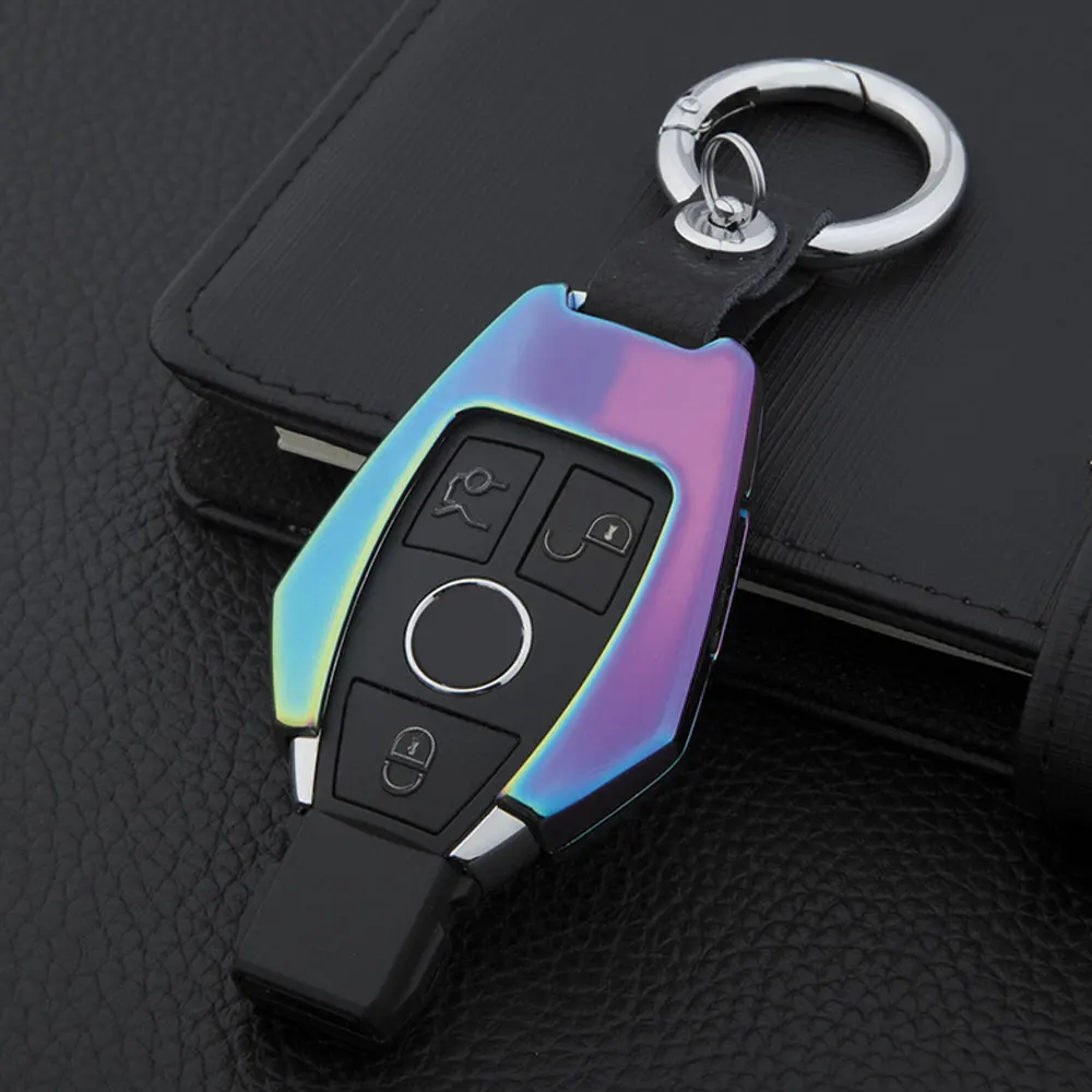 Для Mercedes Benz W203 W210 W211 W124 W202 AMG CLK C180 E200 C E S класс цинковый сплав красочный чехол для ключа автомобиля защитный чехол - Название цвета: A-Zinc-Benz-C03