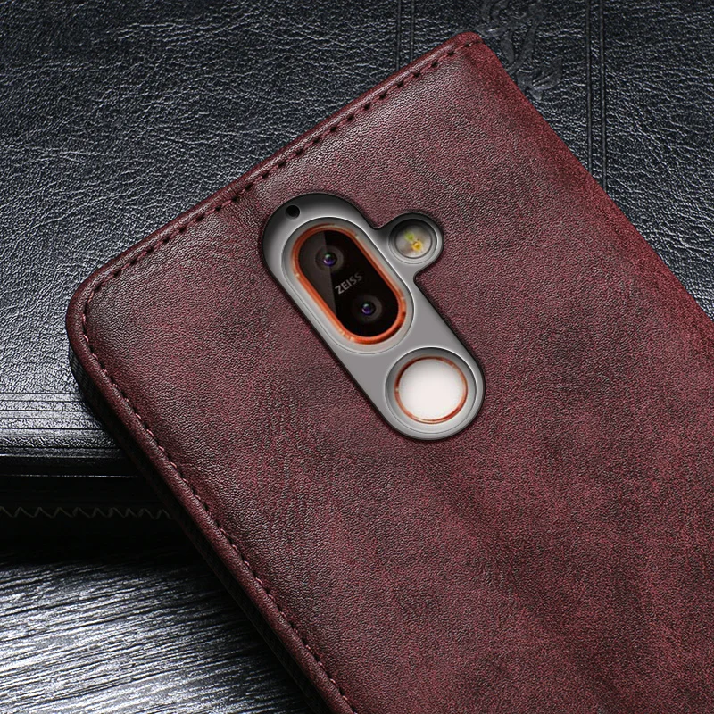 Idewei для Nokia 7 плюс чехол Роскошный кожаный флип Plus защитный телефона Ретро назад