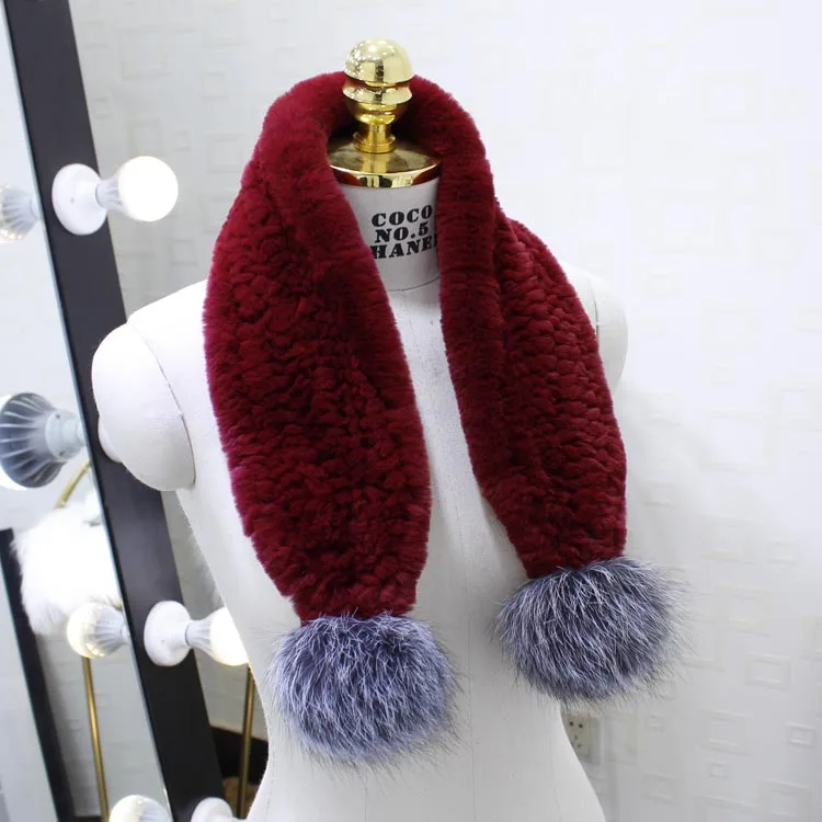 ZDFURS* женские зимние с мехом кролика шарфы ; с натуральным кроличьим мехом шарф зимние теплые модные меха лисы мяч Настоящее мех кролика