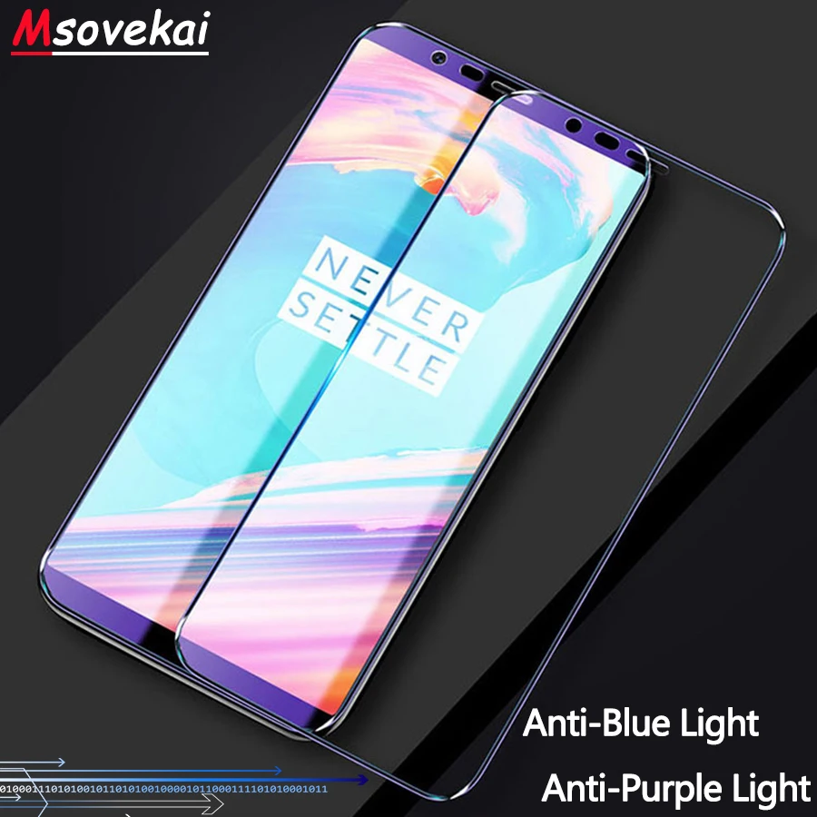 Закаленное стекло с защитой от синего и фиолетового света для OnePlus 7 Pro 6T A6010 2.5D 9H