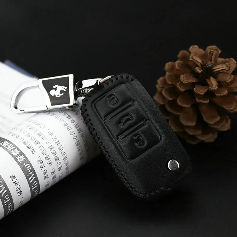 KUKAKEY чехол для автомобильного ключа Volkswagen из натуральной кожи VW Polo Golf Passat Touareg