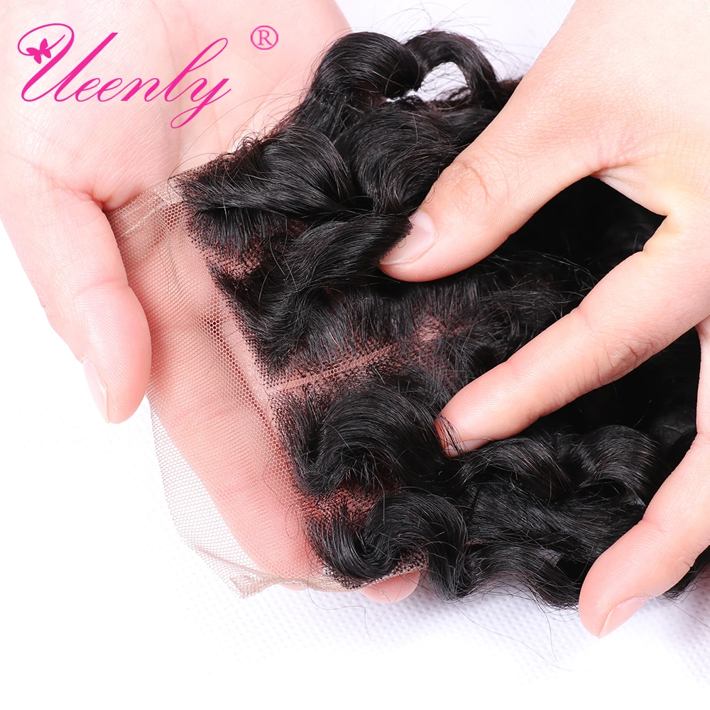 UEENLY Бразильские глубокие волны Кружева Закрытие 130% Плотность Remy человеческие