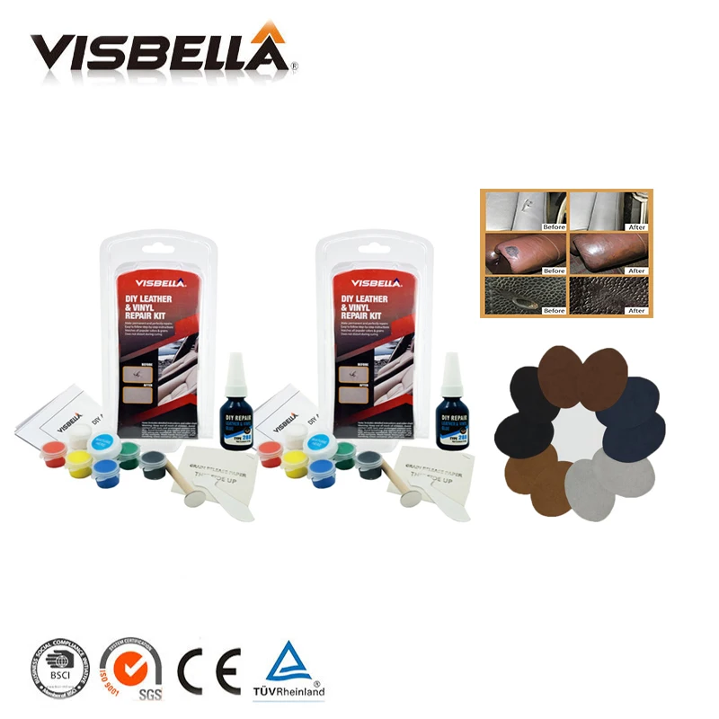 Viseblla 2 шт. кожаный комплект для ремонта диванов, диванов, курток для одежды, листов, отверстий, тепла, жидкой кожи, винила с 10 шт. накладными герметиками