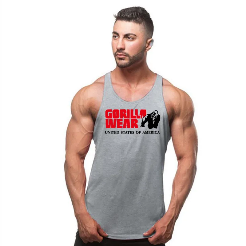 Gorilla wear gary Бренд для бодибилдинга спортивные мужские Майки Спортивная безрукавка Спортивная Фитнес Мужская одежда для спортзала без рукавов рубашки мускулатуры - Цвет: Gorilla wear gary