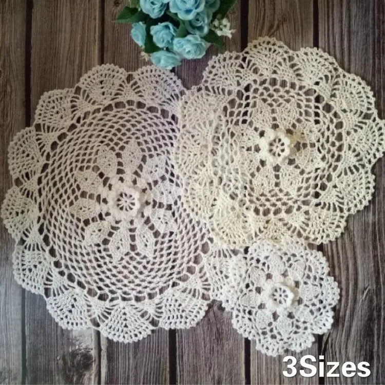 

Exquisite Cotton Handmade Crochet Coasters Set Mantel Individual Mat Wedding Christmas Table Decor Pad Placemat Kitchen Flowers