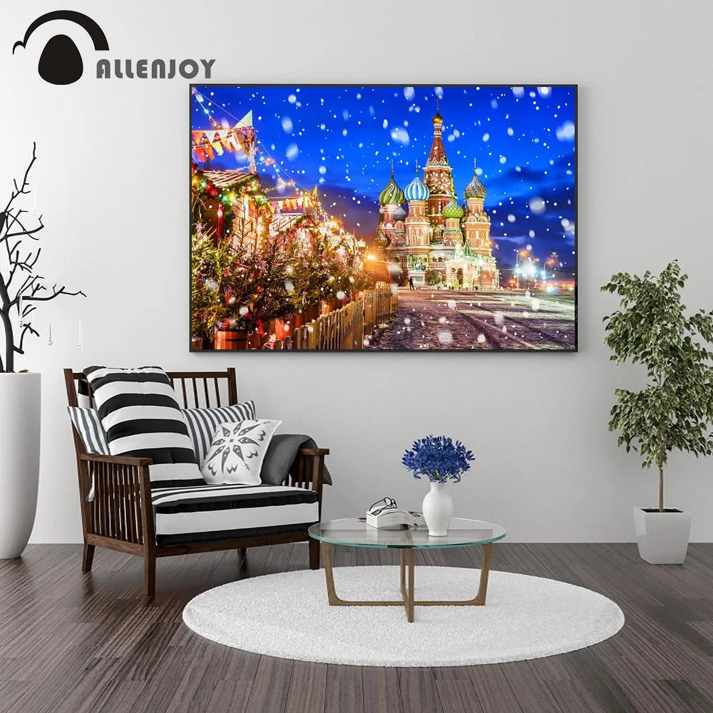 Allenjoy зимние парусиновые краски русская история замок площадь снежные настенные