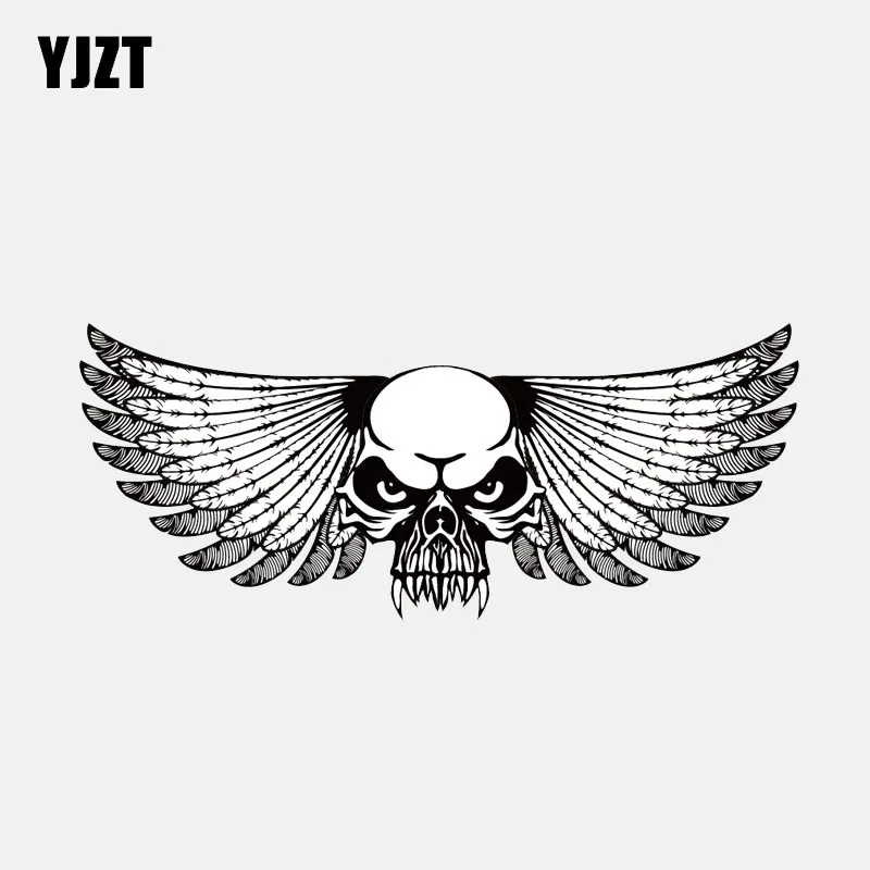 

YJZT 13.6CM*5.5CM Car Accessories Wing Skull Head Creative Car Sticker Decal 6-2550
