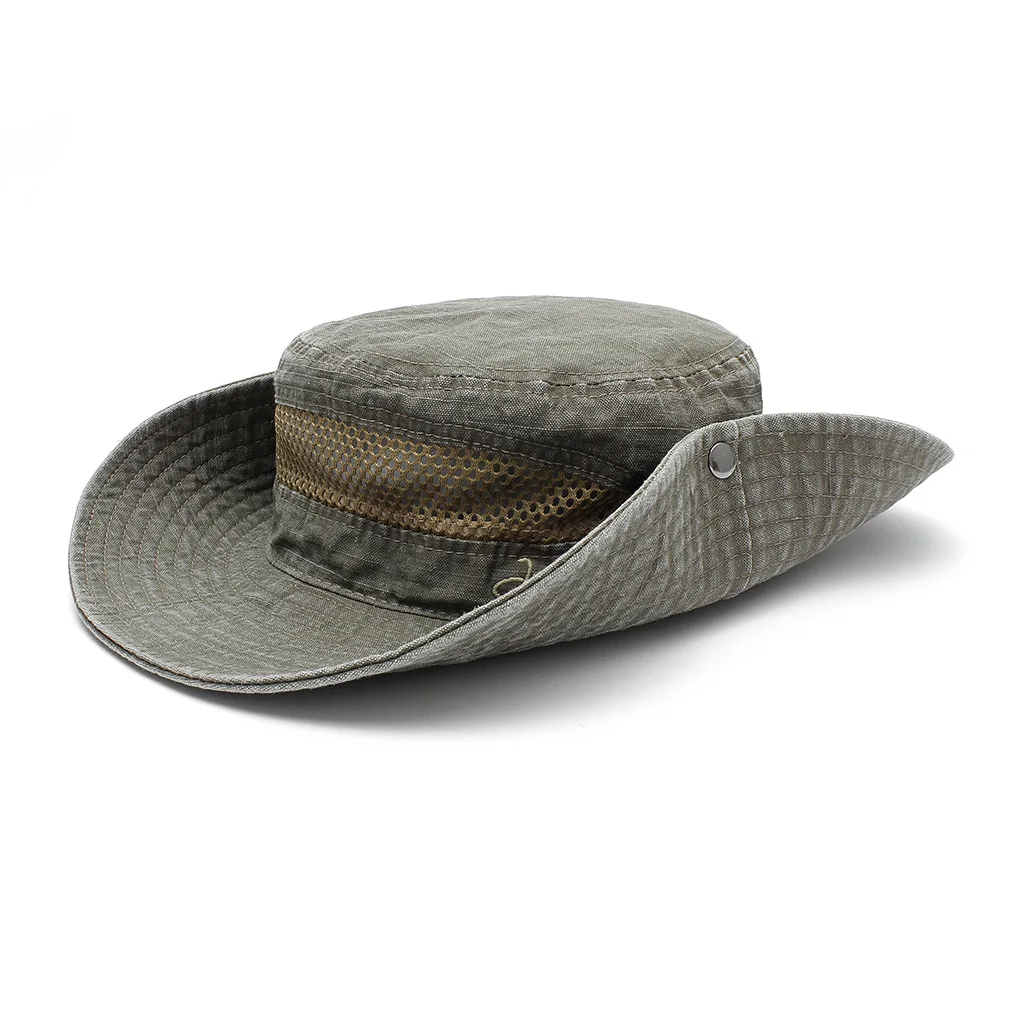 army green TOHUIYAN складная шляпа-ведро для мужчин весна лето Sombrero Gorro, Солнцезащитная шляпа с защелками, Мужская кепка, уличная Кепка с широкими полями, шапки для рыбалки, кепка s - Цвет: army green