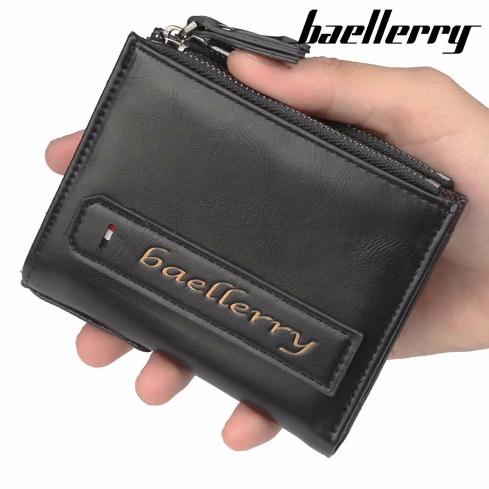 2018 мужские кошельки baellerry из искусственной кожи с двойной молнией и отделением