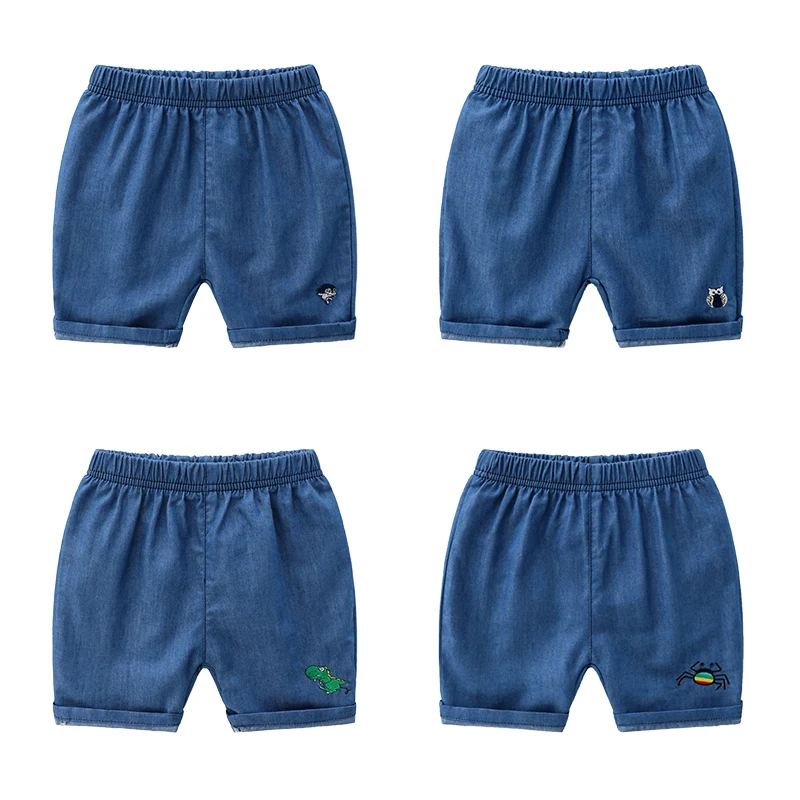 Джинсовые шорты для мальчиков светло голубые джинсовые с принтом подростков и