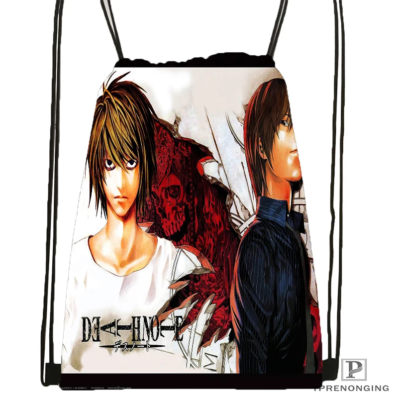 Custom Death Note Рюкзак на шнурке сумка милый детский рюкзак (Черная задняя часть) 31x40 см