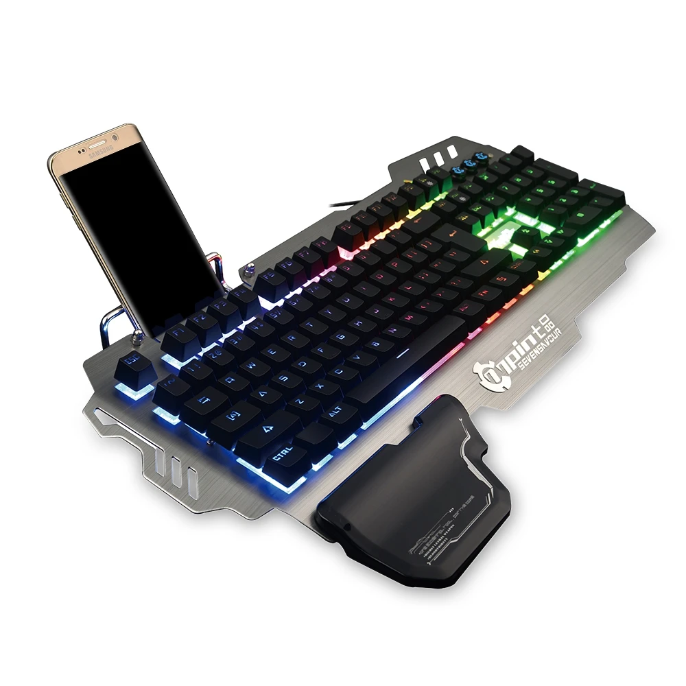 7pin PK900 104 ключей проводной Механическая игровая клавиатура синий переключатель LED