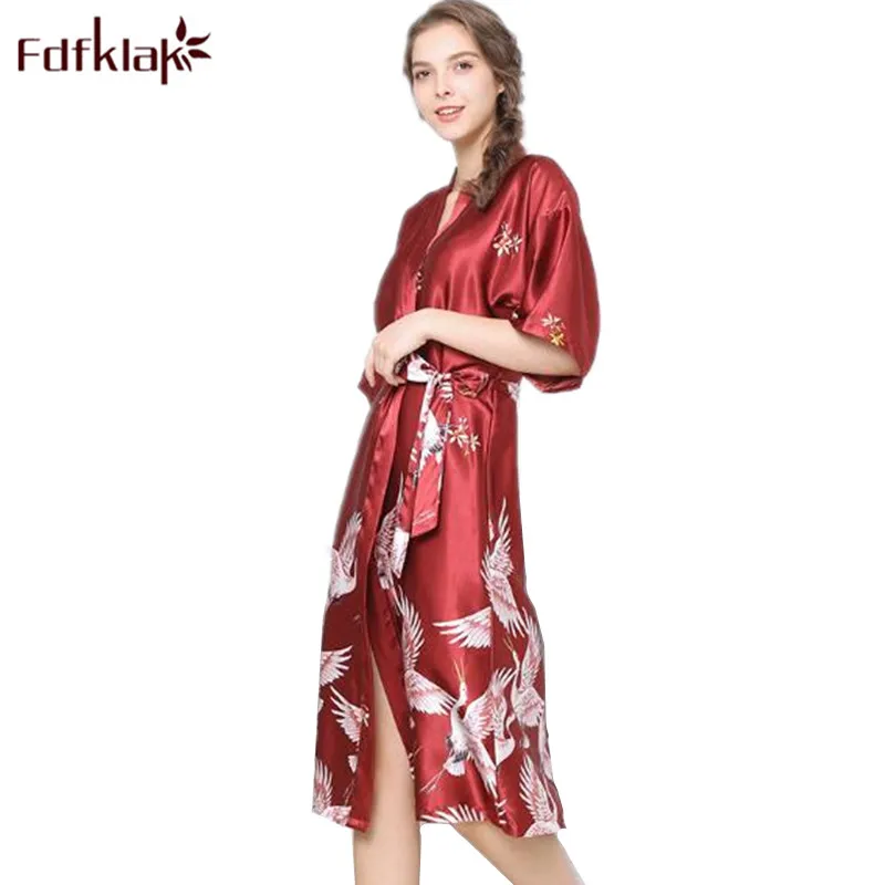 Fdfklak сексуальные шелковые халаты с цветочным рисунком для женщин 2020 Новые