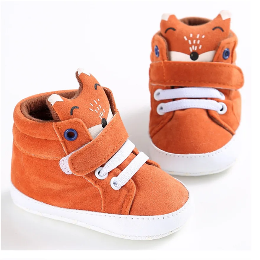 Orange 0-18 м Детские кроссовки милый мультфильм лиса Neonata Scarpe малыш Chaussure семья мальчик детские пинетки обуви для малышей Девочка детская обувь - Цвет: Orange