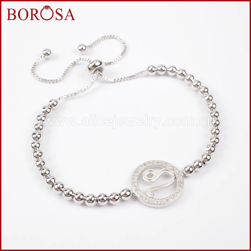 Borosa Новый CZ проложить камень Циркон Кристалл Spacer Leo разъем Drusy Браслеты с