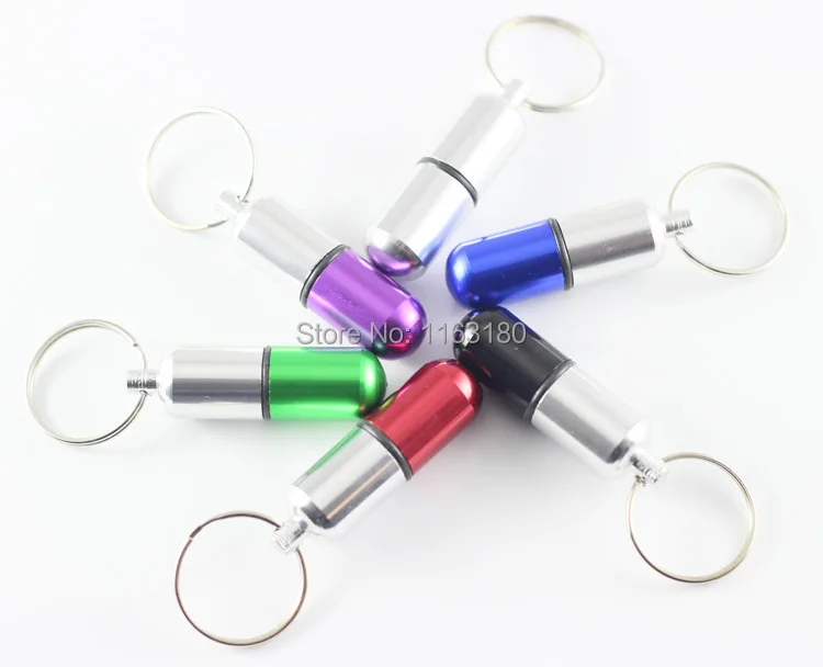 30 шт./лот мини алюминиевый контейнер для таблеток Держатель Брелок Рекламный