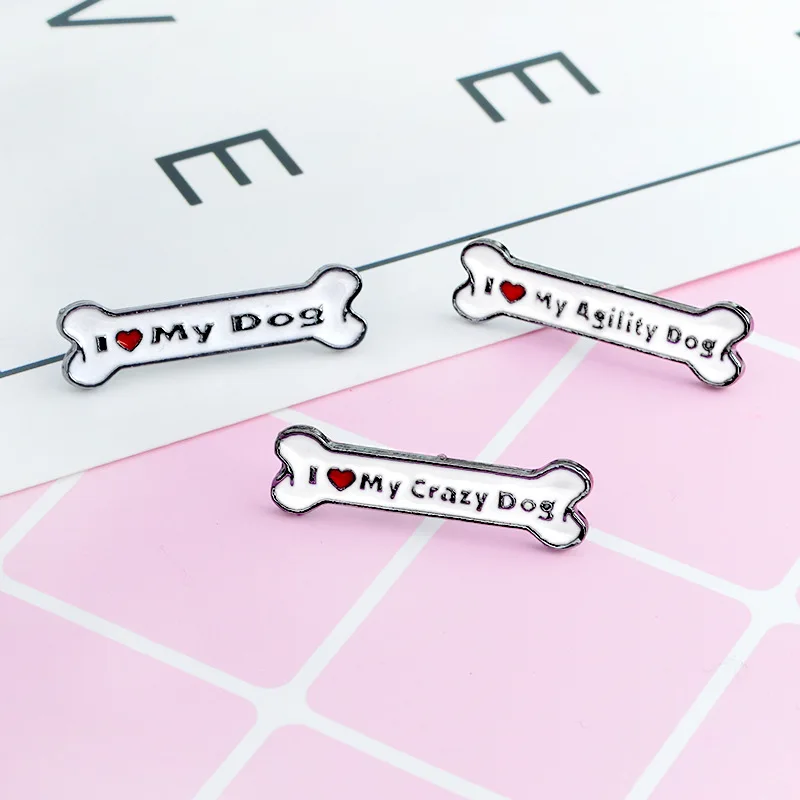 Эмалированная булавка с надписью «I Love My Dog granddog Agility Crazy Dogs», милая мультяшная брошь с костями, ювелирный значок, джинсовая сумка, подарок для собаки, питомца