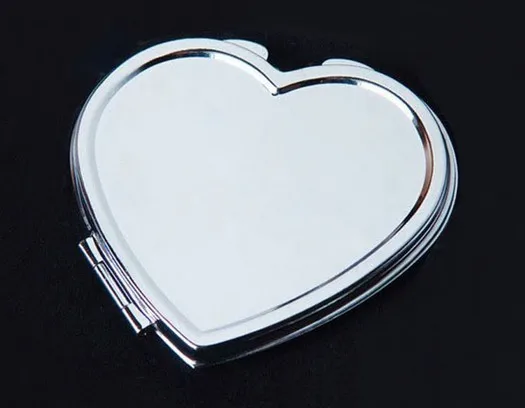 SILVER COMPACT MIRRORS BRIDESMAIDS WIFE GIRLFRIEND HEART SHAPED MAKEUP CASES 10PCS/LOT