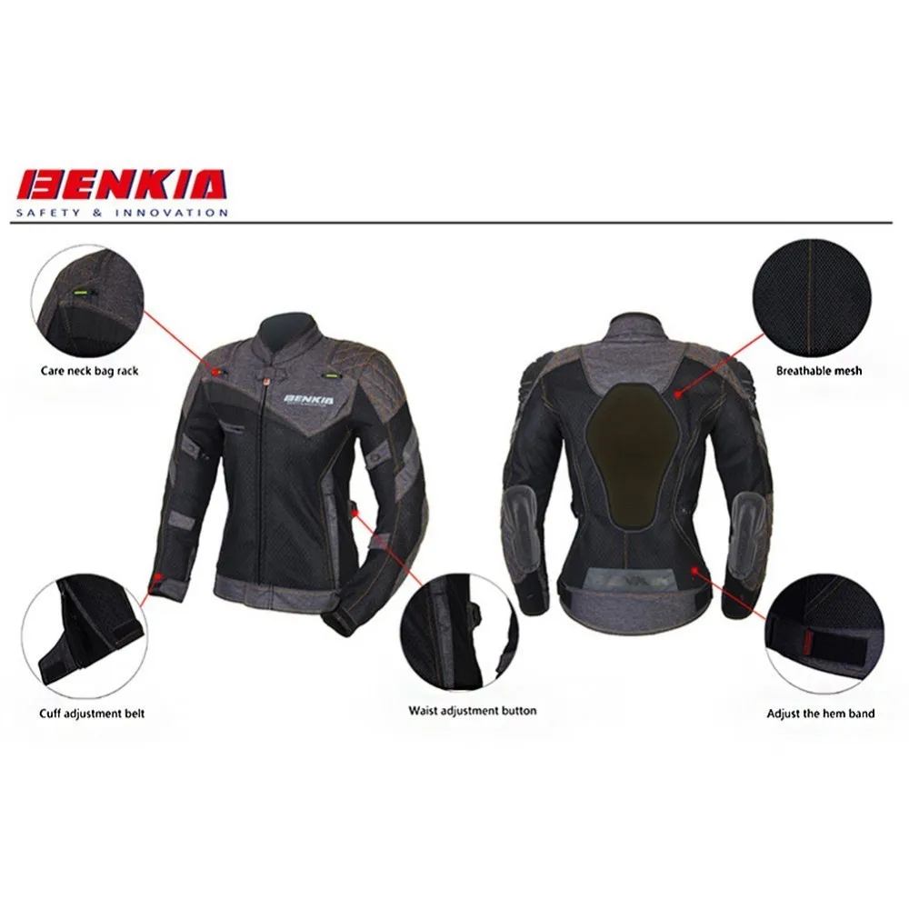BENKIA JW11 Летняя женская мотоциклетная куртка черная для мотокросса одежда