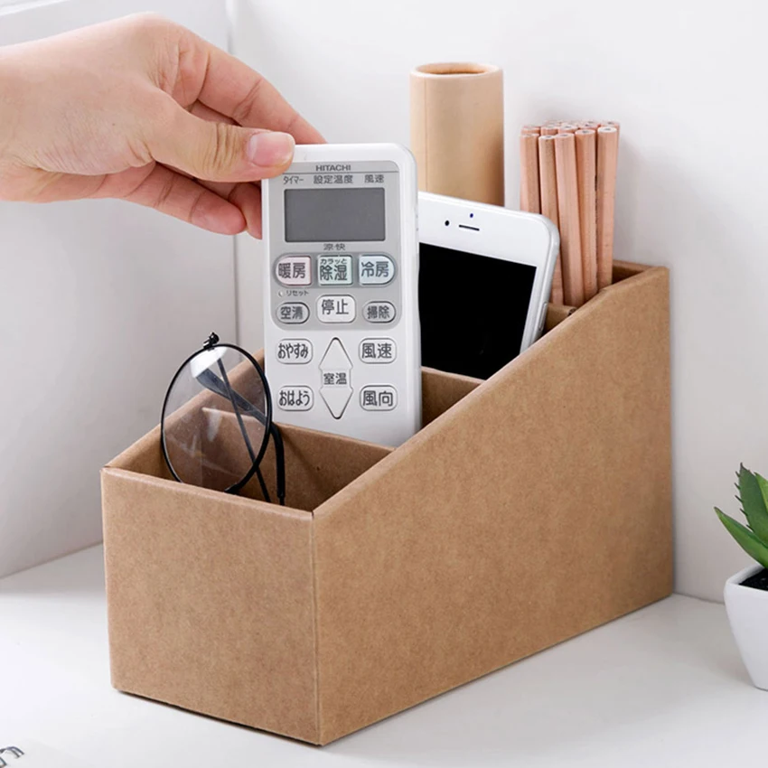 Офисный стол Хранение Box Косметические Бумага держатель канцелярские контейнер дистанционного Управление Органайзер 4-слойные чехол