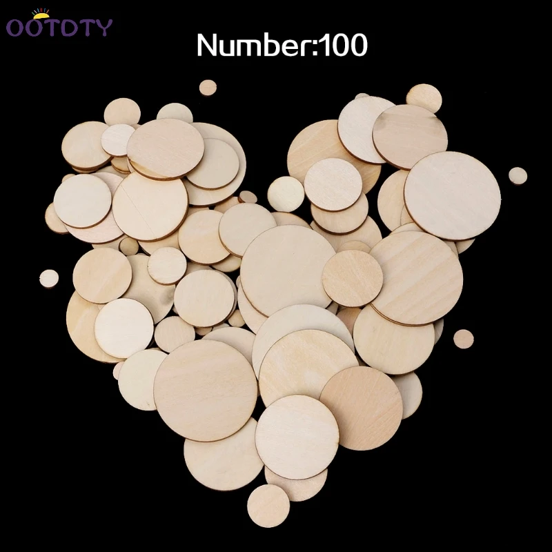 Scrapbooking Mini 100Pcs Circles Round Making Craft Decor Card 10-50mm Ring Wooden Mixed | Дом и сад