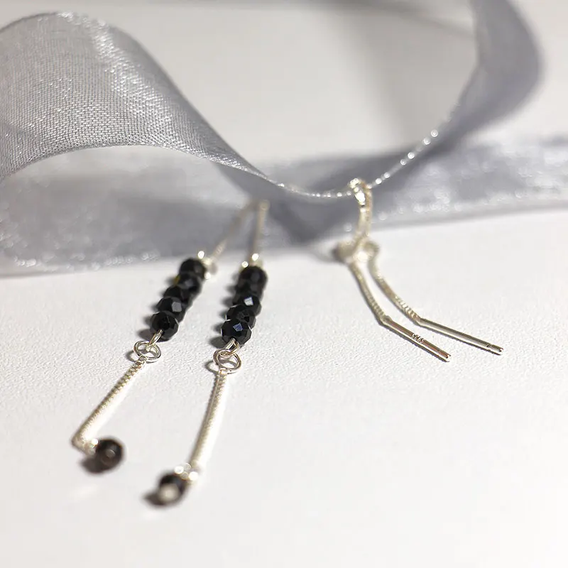 Серьги женские из серебра 925 пробы с черными шипами | Украшения и аксессуары