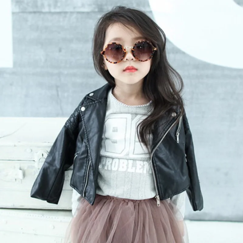 

Spring Kids Clothes PU Leather Girls Jackets Children Outwear For Baby Girls Boys Zipper Clothing Coats Costume