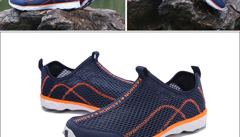 Мужские кроссовки для плавания; обувь для рыбалки; дышащая обувь без шнурков сетчатая обувь; zapatos de agua escarpines