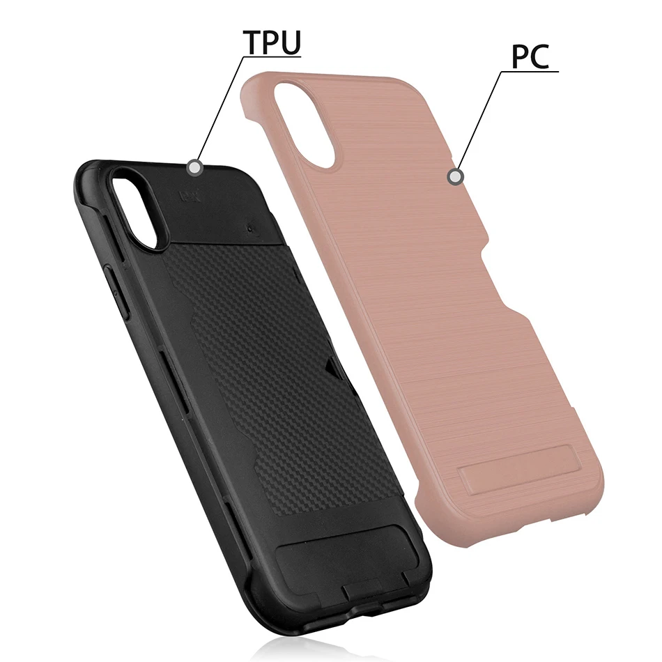 Ultra-thin Phone Cases For iPhone X XR XS Max 7 8 6 6s Plus PC + TPU case Huawei Mate 10 20 P30 Lite Kickstand Back Cover |