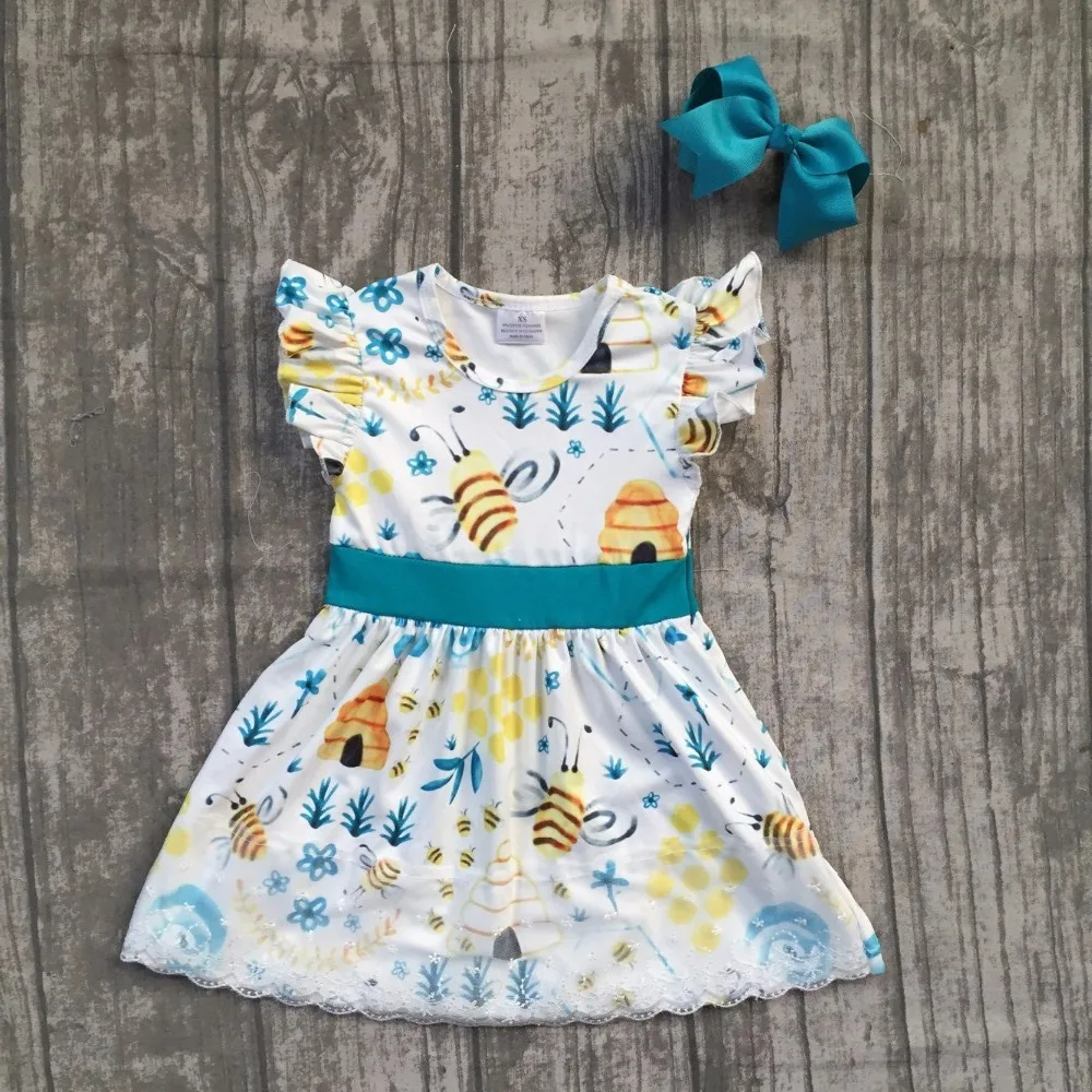 Летнее платье для маленьких девочек Одежда пчелы детей Бутик летнее Детское